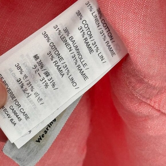 J. Crew Womens Coral Button-Up Shirt top tunic  Size 8 Linen Blend long sleeve - Picture 4 of 12